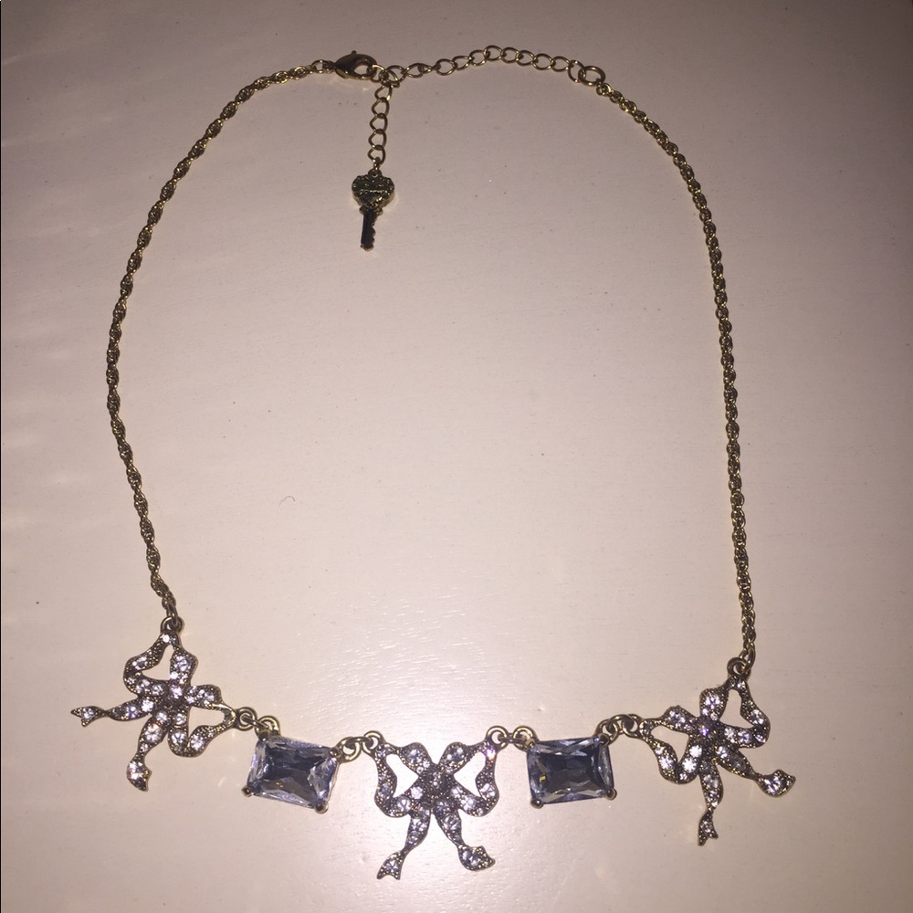 Betsey Johnson Rhinestone Bow Necklace